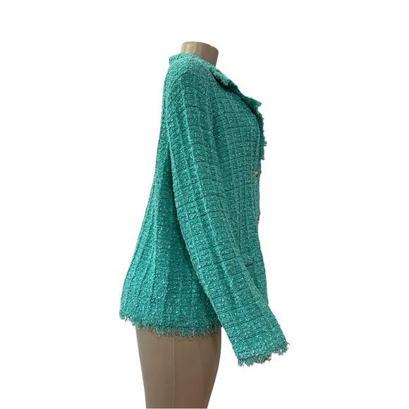 Rabe Textured Buttoned Jacket, Turquoise - Picture 2 of 10